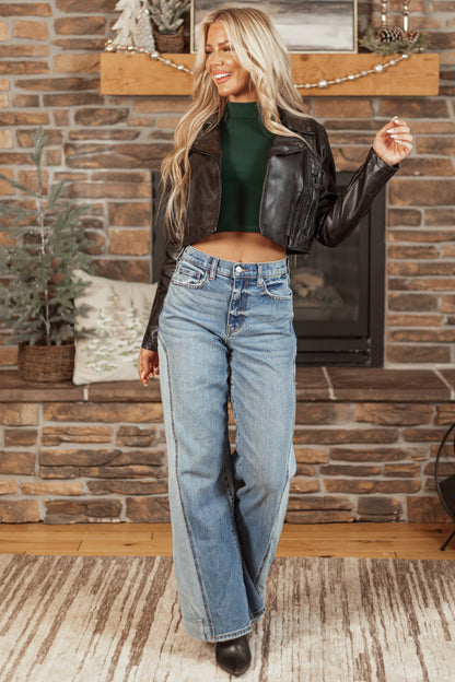 Black Faux Leather Biker Jacket – Asymmetrical Zipper Moto Style Jacket