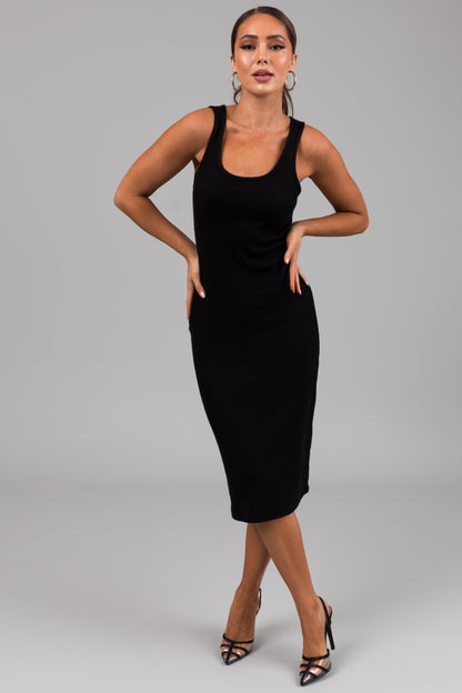 Black Knit Midi Dress with Bolero – Fitted Stretch Two Piece Set